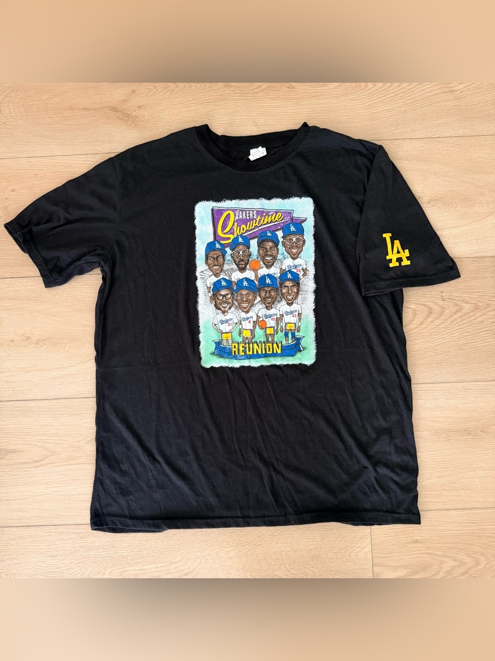 LA Lakers Showtime x LA Dodgers Black Graphic T‑Shirt